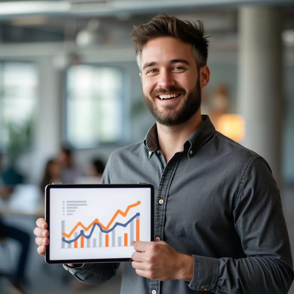 CEO sonriente de una startup tecnológica
