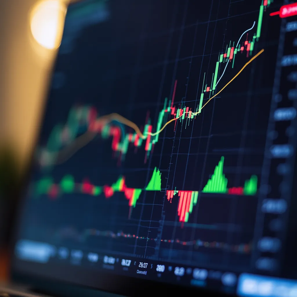 Gráfico financiero mostrando tendencia ascendente